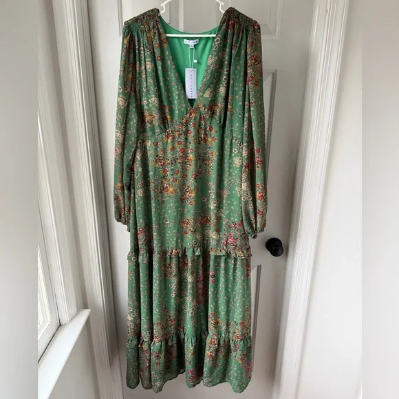 NWT Baltic Born Bowman Deep V Maxi Dress | Green Multi Size 1XL - Picture 2 of 7
